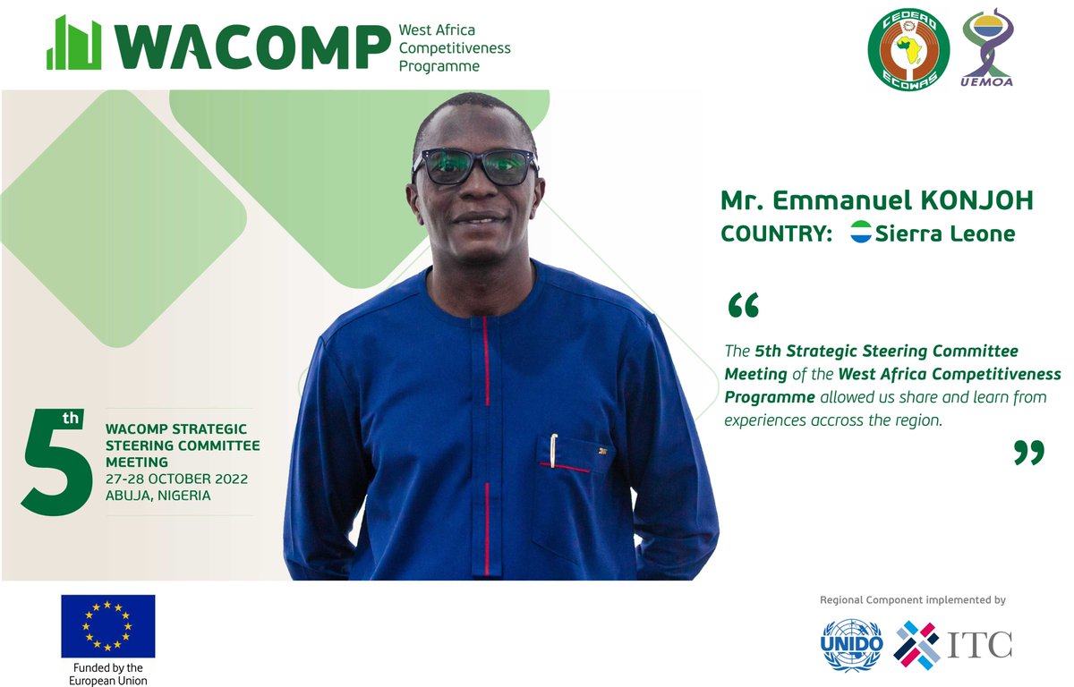 WACOMP (@wacomp_ecowas) on Twitter photo "The 5th Strategic Steering Committee Meeting of WACOMP allowed us to share and learn from experiences across the region" - Mr. Emmanuel Konjoh from <a href="/WACOMP_SL/">WACOMP Sierra Leone</a> shared his feedback from the <a href="/EUinNigeria/">EU in Nigeria 🇪🇺🇳🇬</a> funded WACOMP meeting. "The 5th Strategic Steering Committee Meeting of WACOMP allowed us to share and learn from experiences across the region" - Mr. Emmanuel Konjoh from <a href="/WACOMP_SL/">WACOMP Sierra Leone</a> shared his feedback from the <a href="/EUinNigeria/">EU in Nigeria 🇪🇺🇳🇬</a> funded WACOMP meeting.