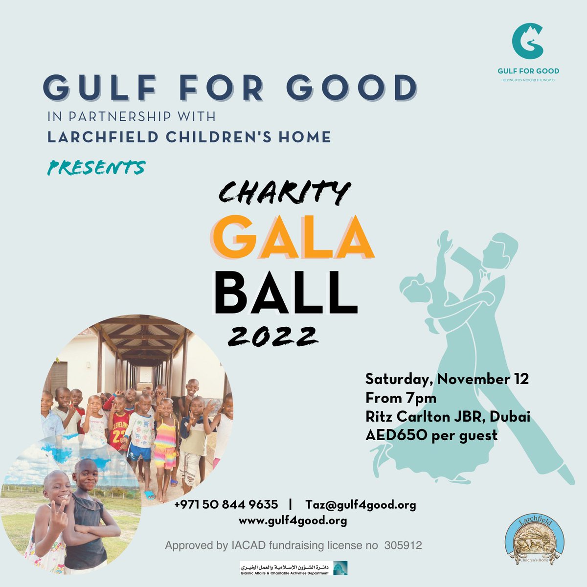 MYPA_Tweet's tweet photo. Gulf for Good in partnership with Larchfield Children’s Home cordially invites you to their Charity Gala Ball 2022!
Date: Saturday, 12th November
Time: Doors open at 7pm
Venue: Ritz Carlton JBR, Dubai
Price: AED650
Dress code: Black Tie
Book now at https://t.co/rMuwOK47DV https://t.co/l3L7psiL3H