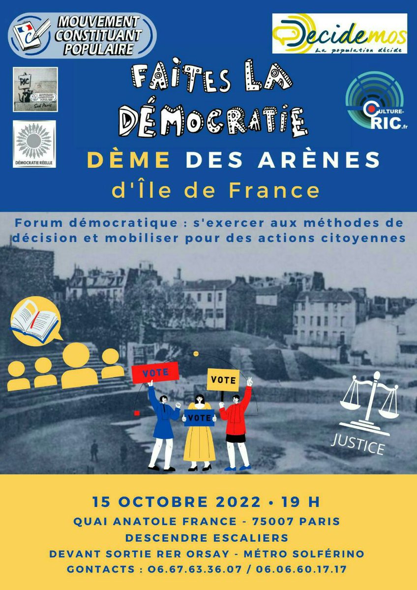 Fede_Democrate's tweet photo. La prochaine assemblée aura lieu le samedi 12 novembre à Paris, même endroit.
Communique sur cette assemblée de proximité et surtout, viens !
Elle réunie des personnes qui veulent développer leurs pratiques démocratiques ou/et agir pour une société juste et responsable. 🤠 https://t.co/2bDlmvBhcb