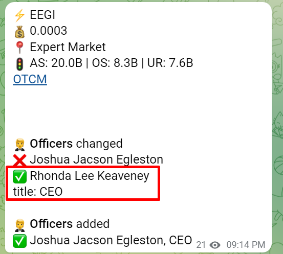 WhalePenny's tweet photo. $EEGI added 0004-0005 starter. 
Came back to PINK current from EM today and had the legendary Mrs. Rhonda added to the board! https://t.co/ZXVvladE1m