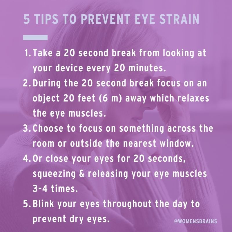 Many hours spent in front of an electronic device can take a toll on the health of your eyes. Trouble with your eyes can strain your brain &amp; if it has to work extra hard to make sense of what your eyes see, it can take a toll on cognitive function. #eyehealth #brainhealth