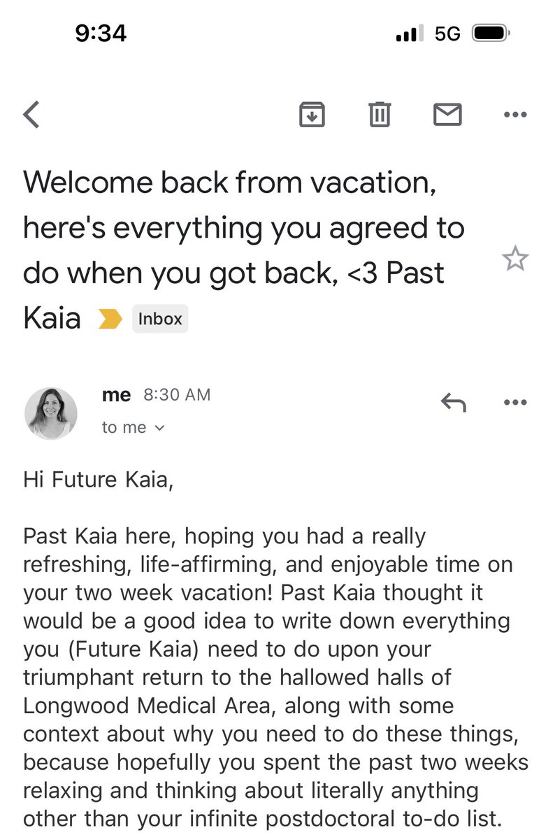 kaia_mattioli's tweet photo. past me firing in hot with this scheduled email sent first thing in the morning on my first day back 😭 https://t.co/qqu5Qbfy4I