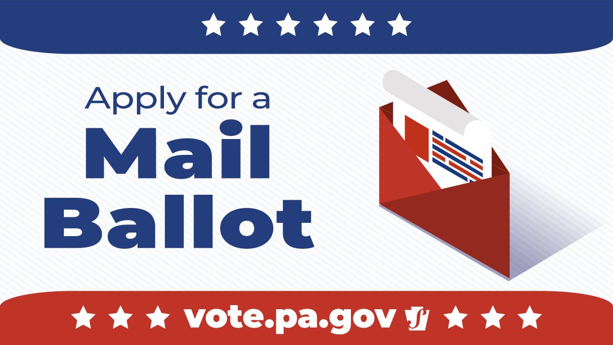 The deadline to apply for a mail ballot is Tuesday, Nov. 1. Apply today: vote.pa.gov/ApplyMailballot