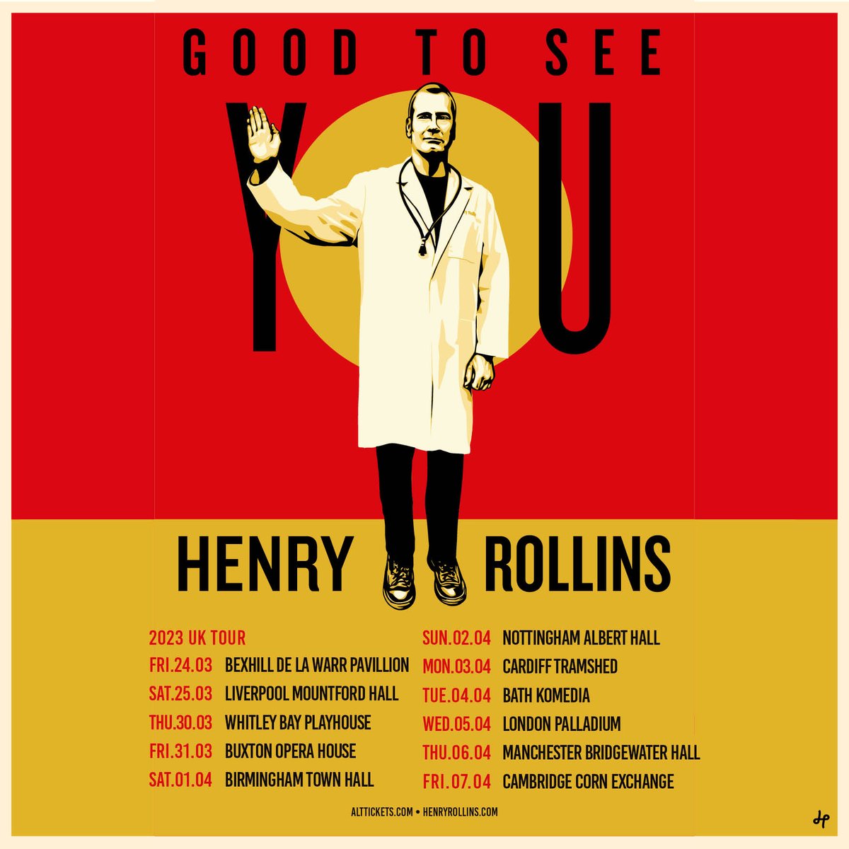 NEW: Punk Rock icon, Spoken word poet, Actor, Author and DJ @henryrollins is returning to the UK next Spring on his Good To See You 2023 tour! Tickets go on sale Thurs 10am Set an event reminder: bit.ly/3TTqRO6