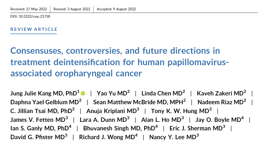 🚨New in @CAonline: Review of deintensification for HPV‐positive OPC #headandNeckCancer #hncsm. The future may lie in incorporating intra-tx response assessments to harness the powers of personalized medicine & integrate real-time surveillance. #hncsm 👉acsjournals.onlinelibrary.wiley.com/doi/10.3322/ca…
