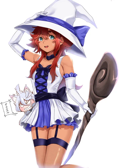 ハロウィンなので水星の魔女とそのペットを描きました 
