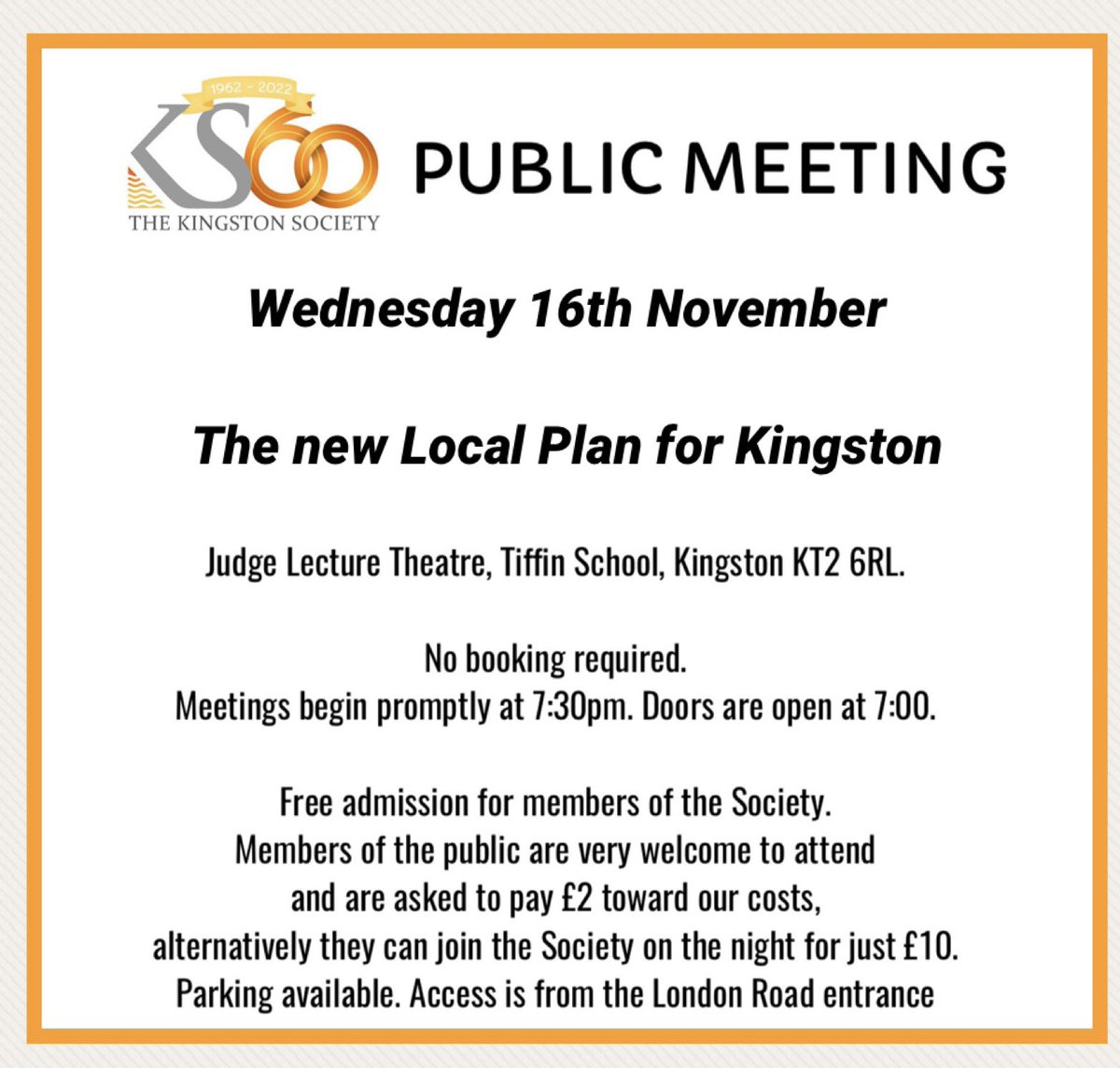PUBLIC MEETING Wednesday 16th November - The new Local Plan for Kingston

Society will host a visit by borough planning officers to outline the rationale and scope of this most important strategy document. The new #LocalPlan, when adopted, will replace the Core Strategy (2012).