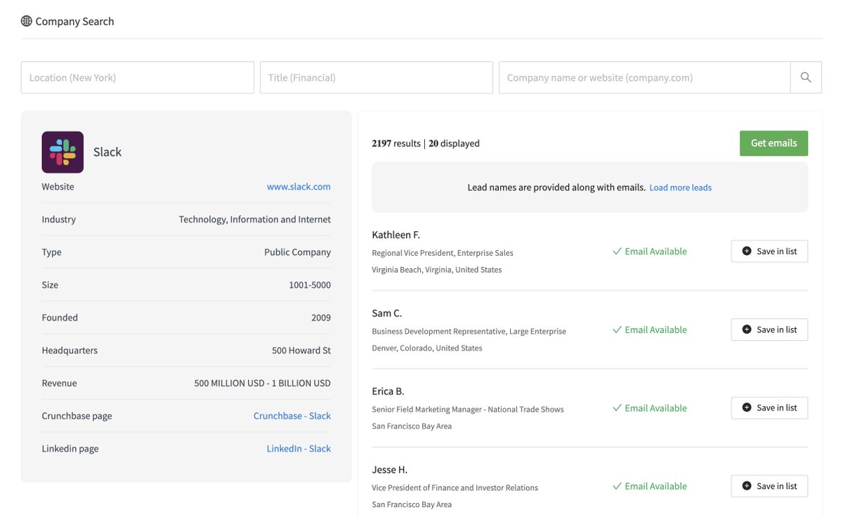 Exciting new features added to the company search and lists! Find emails of people by company names. Get the revenue, funding data, and type of any company👨‍💻. Find out more ➡️skrapp.io/company-search