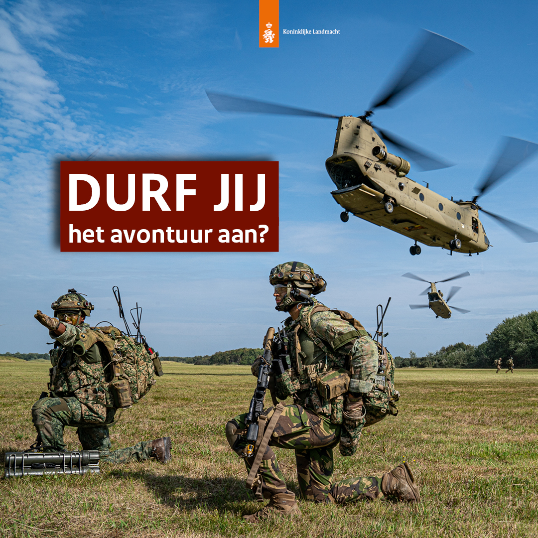 Denk jij na over je toekomst en ben je opzoek naar een avontuurlijke baan? Solliciteer dan op de vacature Soldaat Infanterie Luchtmobiel in Assen! Een baan met veel uitdaging Meer weten? Kijk op falconlegion.nl #falconlegionassen #werkenbijdefensie #assen #luchtmobiel