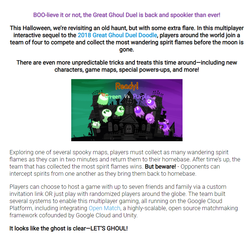 Play Google's 'The Great Ghoul Duel' game for some spooky, but