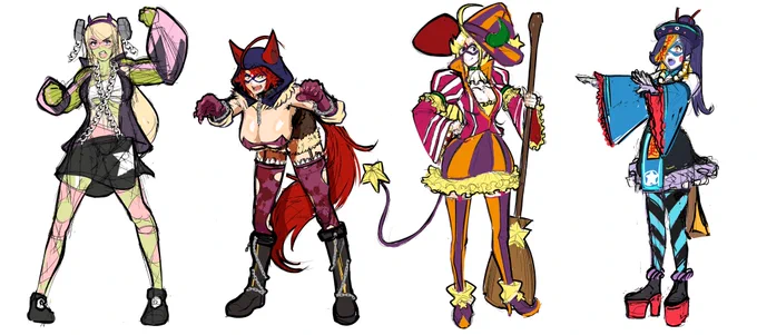 ハロウィン終了間際の勿体無いお化けが出たのでお蔵出し…実は4人描いてましたとさPFとか色々あってカーリーちゃん以外ちゃんと描く時間がなかったわさ 