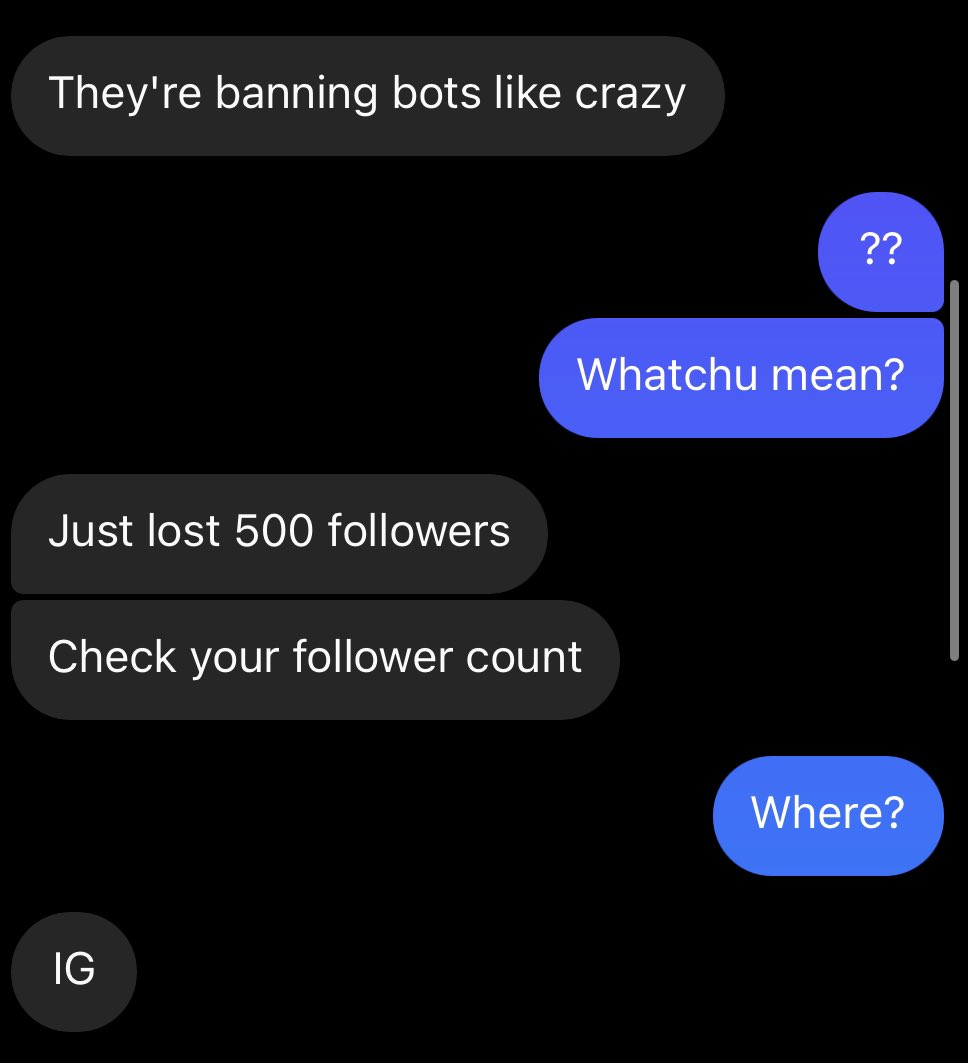Instagram purge is here. Looks like they’re purging the bots. A few