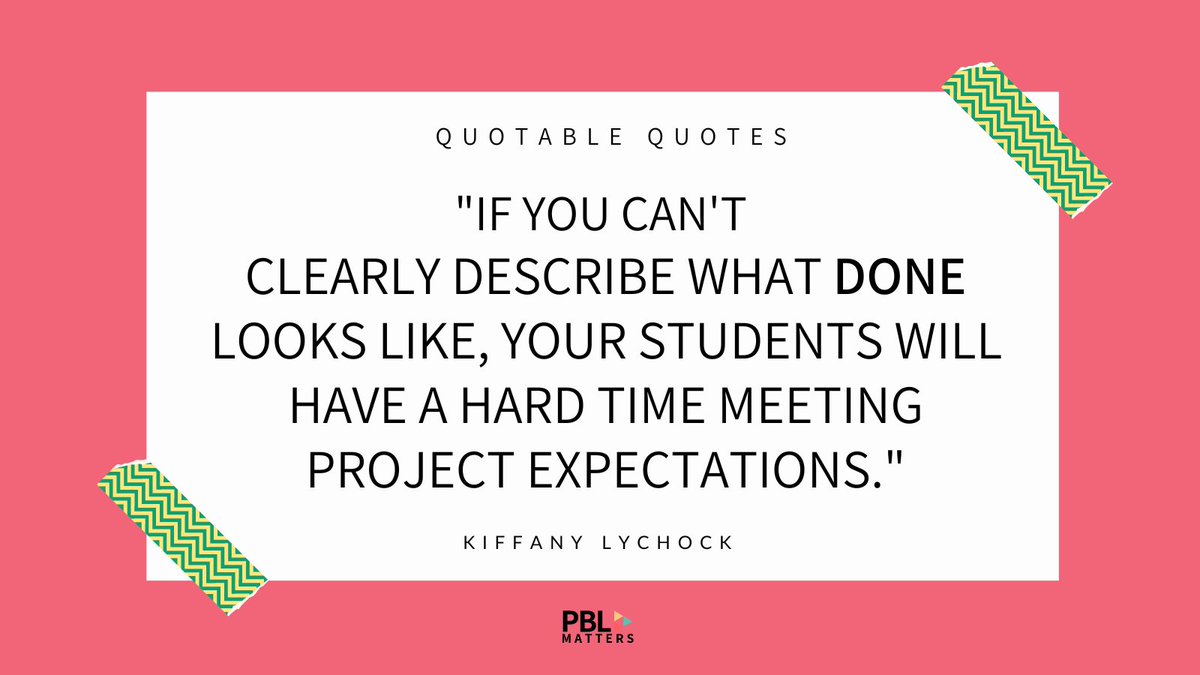 A great article from <a href="/klychock/">Dr. Kiffany Lychock</a>, who shares tips on ensuring that expectations are clear for final products.

Source: PBLWorks

Link in Comments.

- - - - - - - - -
#pbl #projectbasedlearning #projectbasededucation #pblchat #pblnow #hqpbl #pblworks #pblmatters #pblprojects