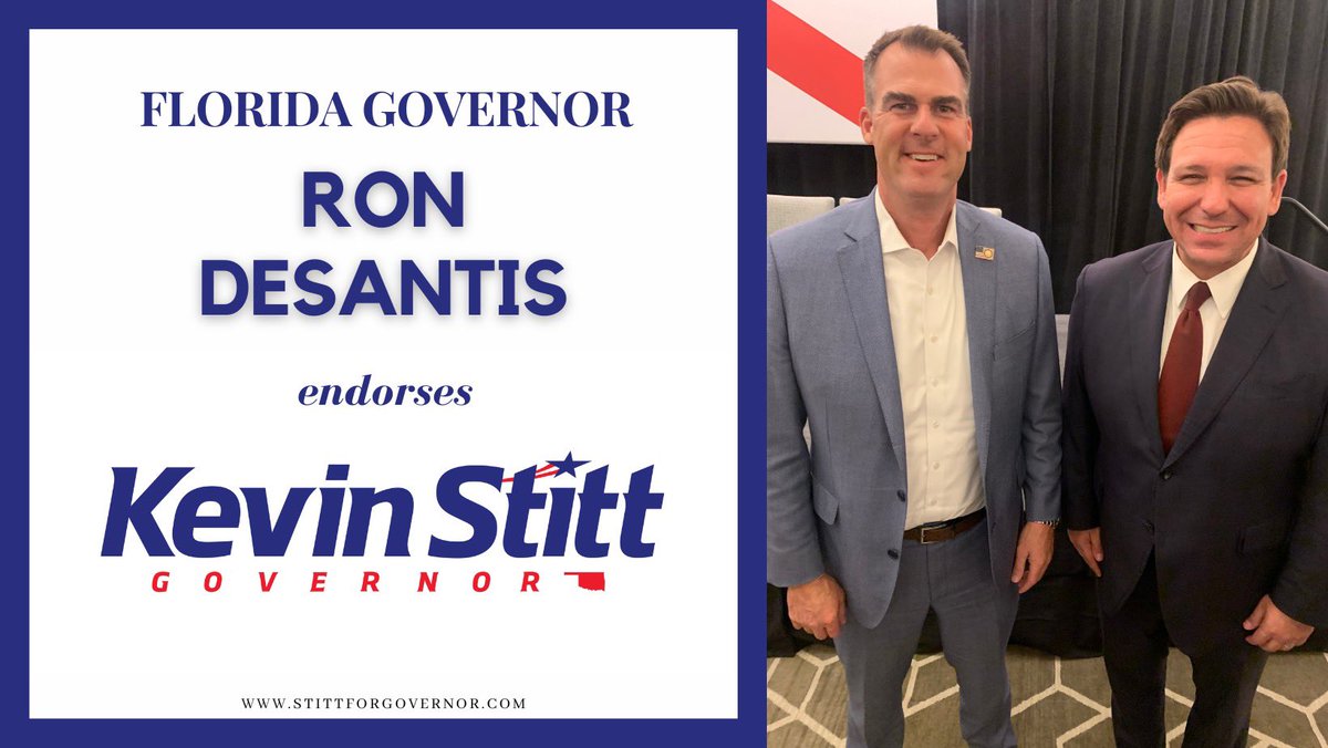 I’m proud to receive an endorsement from Governor Ron DeSantis. stittforgovernor.com/florida-govern…