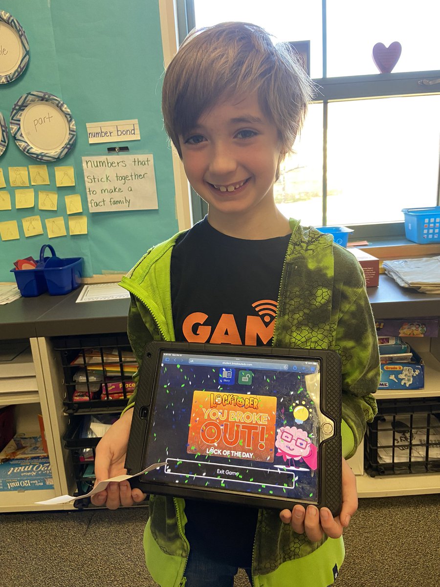 Thank you <a href="/BevEdFoundation/">BeverlyEdFoundation</a> for this challenging, critical, collaborative and creative new math game!  We were the first to “breakout”
<a href="/erinosw/">Erin Sweeney</a> <a href="/covemathcoach/">Heather Colton</a> <a href="/CoveSchoolOwls/">Cove Elementary School</a>