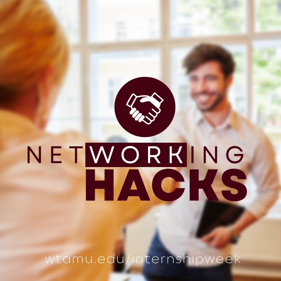 wtcareer's tweet image. #WTInternshipWeek #WTInternshipAlert

Networking Hacks | 12:15 PM - 1:00 PM | Ag Pavillion
wtamu.joinhandshake.com/edu/events/113…