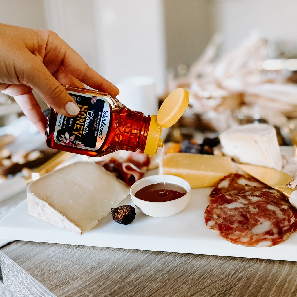 Savory flavors are made that much better with just a touch of sweetness! #BurlesonsHoney #Honey #Charcuterie