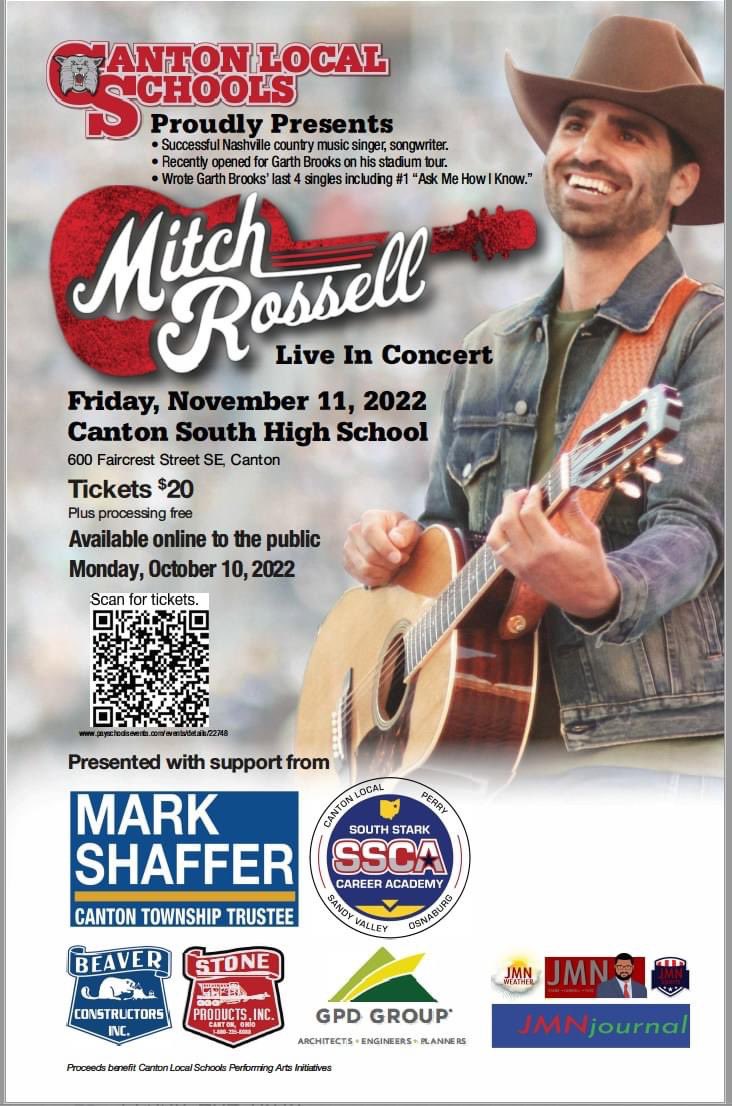 brettyeagley's tweet photo. We cannot wait to welcome @mitch_rossell to @CantonLocalSD this Friday for a concert in the PAC. Tickets are available here https://t.co/QUwCjbQT2H for $20, but Mitch is donating $5 from each ticket back to the school. It is going to be a great night Canton South!! https://t.co/eDAbXcyECR