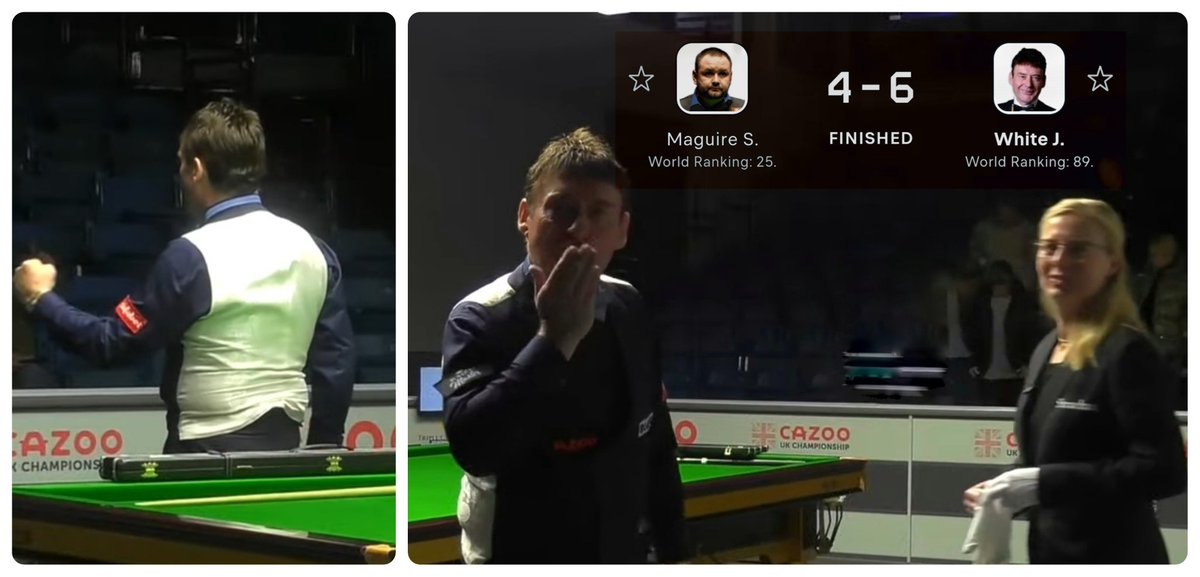 SnookerSimply's tweet photo. Brilliant stuff from #JimmyWhite !
6-4 win over #StephenMaquire #snooker #UKChampionship qualifiers...
1 more game Jim - yes you can!
@WeAreWST @CazooUK https://t.co/1m10HY7que