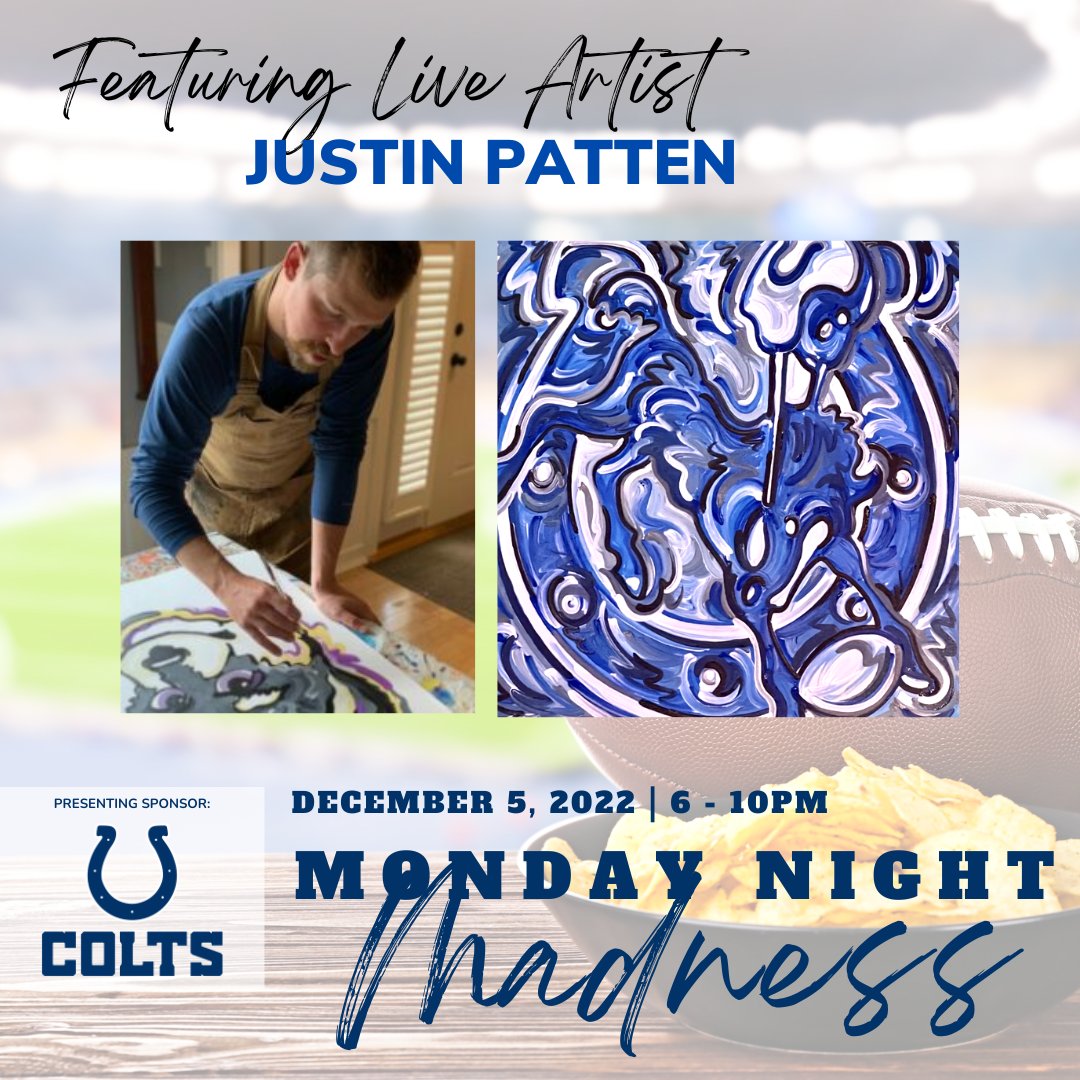 Kids' Voice of Indiana (@kidsvoicein) on Twitter photo Only a few spots left! You don't want to miss this year's Monday Night Madness with Live Artist Justin Patten! During our silent auction, we will auction off this COLTS artwork, painted LIVE! <a href="/stormstrikerart/">stormstriker</a>
Last Chance Tickets: kidsvoicein.org/monday-night-m… Only a few spots left! You don't want to miss this year's Monday Night Madness with Live Artist Justin Patten! During our silent auction, we will auction off this COLTS artwork, painted LIVE! <a href="/stormstrikerart/">stormstriker</a>
Last Chance Tickets: kidsvoicein.org/monday-night-m…