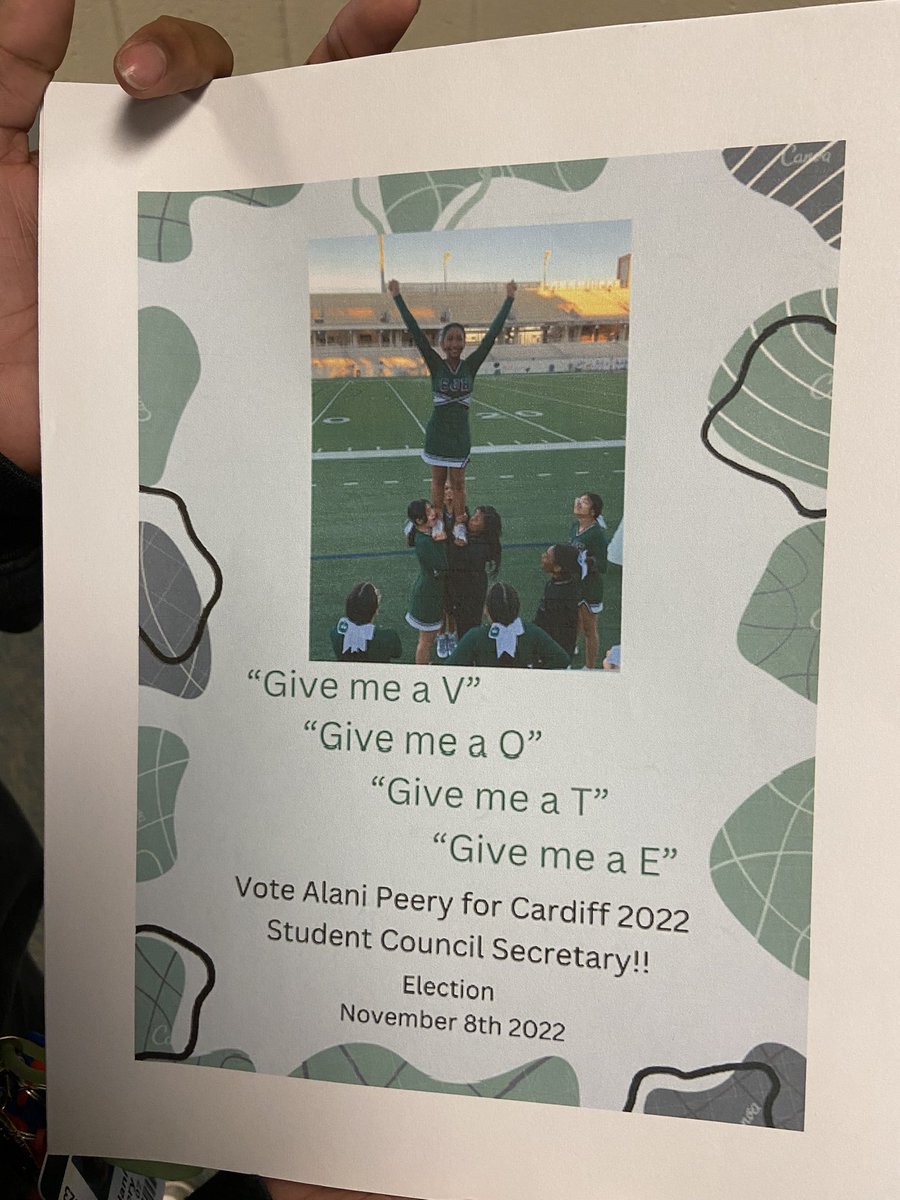 More STUCO posters… Election Day tomorrow.  Come out and vote Cardiff <a href="/CardiffColts/">Cardiff Junior High</a>