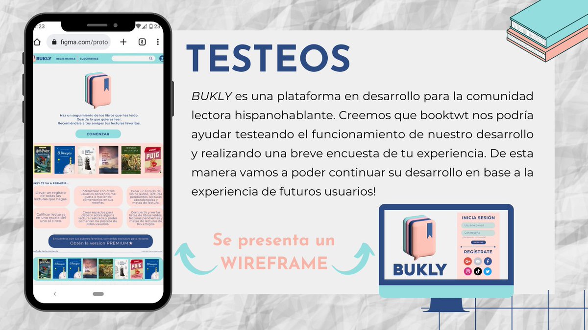BuklyBooks's tweet photo. ¿Cómo ayudar a Bukly a seguir creciendo? 📖

📚Testeos! (+info en la imagen)

📚¿Qué mejor que tener una plataforma de lectores, HECHA POR LOS MISMOS LECTORES? Si queres colaborar con los testeos, no dudes en comentar o enviarnos un dm!

#integracionbooktw #booktw https://t.co/NonwsOrjEJ
