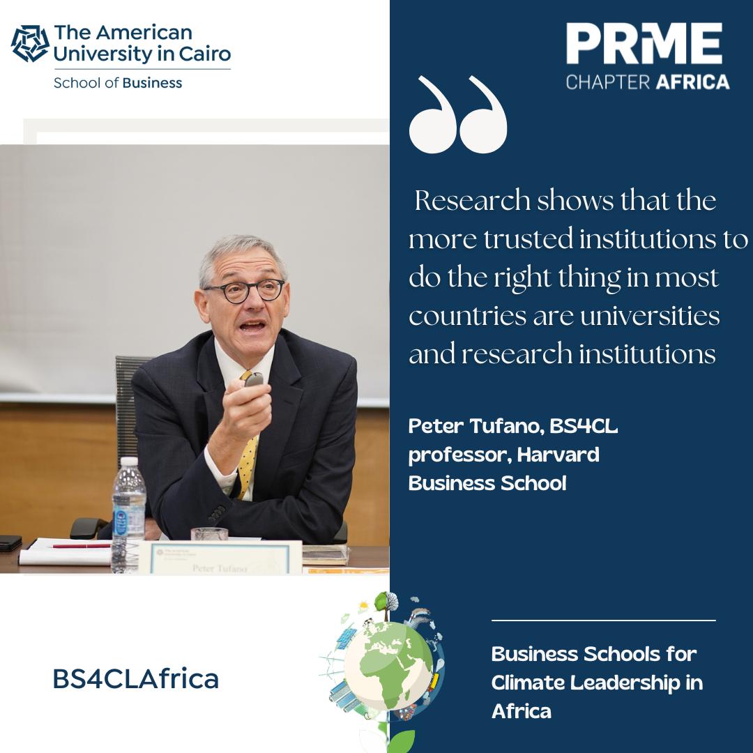 AUC_Business's tweet photo. AUC School of Business hosts deans' roundtable
to launch Business Schools for Climate Leadership in Africa.
@peter_tufano, @OxfordSBS, @HarvardHBS, #BS4CL
@PRMESecretariat @AABSchools @UNFCCC @FT
#BS4CLAfrica #COP27 #ClimateAction
#ClimateLeadership #businessschools #Africa https://t.co/5Fivq8xlyh