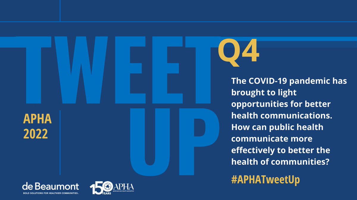 APHAAnnualMtg's tweet photo. Q4: The COVID-19 pandemic has brought to light opportunities for better health communications. How can public health communicate more effectively to better the health of communities? #APHATweetUp https://t.co/CHXXwJdLFT