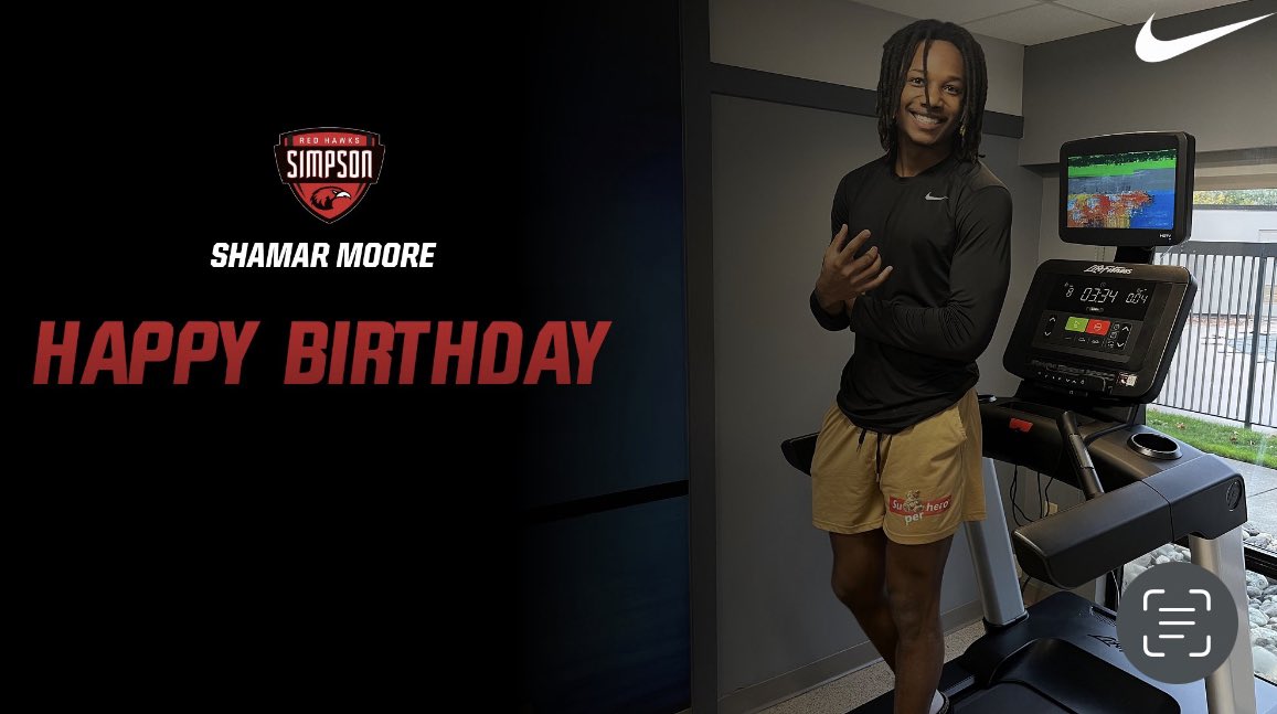 Happy Birthday to one of the best humans we have ever recruited…I found him in the hotel gym first thing this morning! <a href="/SimpsonRedHawks/">Simpson Red Hawks</a> <a href="/SUMensBball/">Simpson University Men's Basketball</a> HB Shamar Moore!