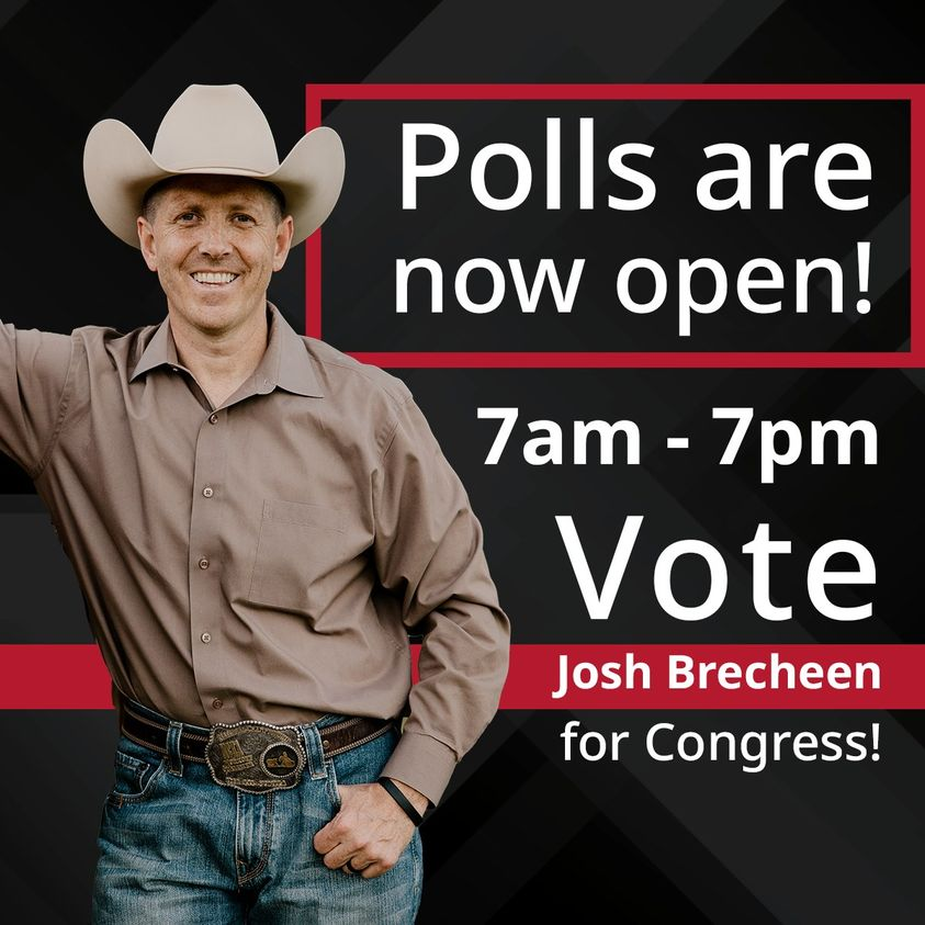 Today is the day! Be sure to vote Josh Brecheen for Congress. As your Congressman, I will fight to stand up to wasteful spending driving up inflation and will stand up for conservative values!