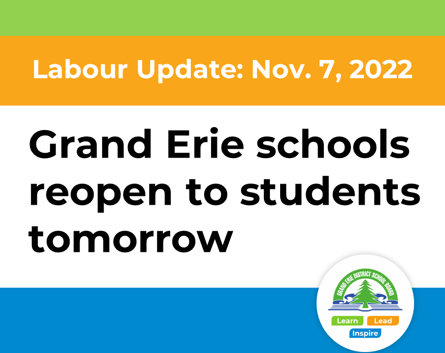 Grand Erie families: We are pleased to let you know that all schools will be OPEN tomorrow to students. More details are available here ➡️ bit.ly/3NOBcbJ