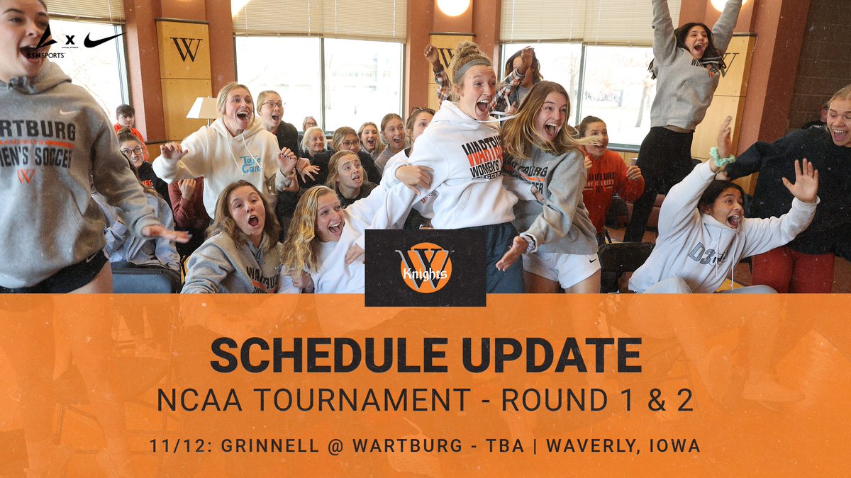 Wartburg Athletics (@wartburgknights) on Twitter photo Schedule Update!!🚨⚽️
No. 17 <a href="/wartburgwsoccer/">Wartburg W Soccer</a> will host rounds 1-2 of the NCAA Tournament! The Knights will open play on Saturday, Nov. 12 against Grinnell College at a time TBD. Schedule Update!!🚨⚽️
No. 17 <a href="/wartburgwsoccer/">Wartburg W Soccer</a> will host rounds 1-2 of the NCAA Tournament! The Knights will open play on Saturday, Nov. 12 against Grinnell College at a time TBD.