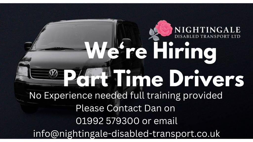 We are looking for a part time drivers to join our team. Please use contact details below for more information. #job #epping #ongar #harlow #loughton #northweald <a href="/LoveEpping/">Love Epping</a>  <a href="/EppingTown/">Epping Town Council</a> <a href="/eppingforestdc/">Epping Forest DC</a> <a href="/yourharlow/">Your Harlow</a> <a href="/NewsHarlow/">Harlow News</a> <a href="/loveloughton/">Love Loughton</a> <a href="/ongar_town/">Ongar Town Council</a> please retweet . Thanks