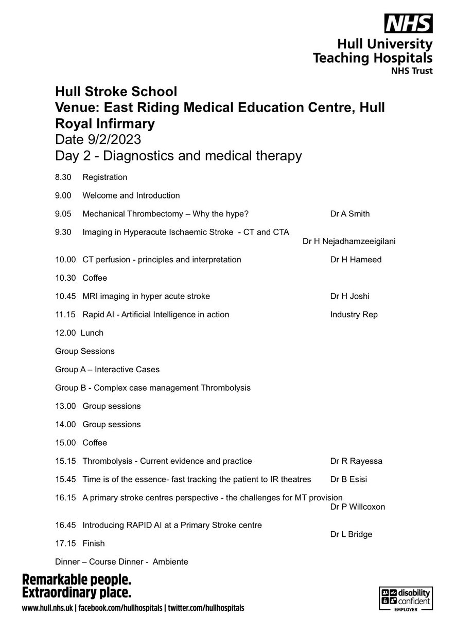 INRAubs's tweet photo. Registration for the #HullStrokeSchool is now open! We have had fantastic presenters and support from our industry partners and we have continued to grow. Due to our hands on workshops we will be limited to 20! Radiology and Stroke registrars welcome! https://t.co/u85AO2fCvA