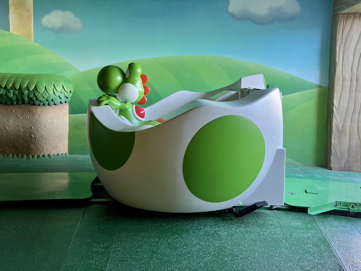Cute Yoshi egg ride vehicle for wheelchair at Universal Studios