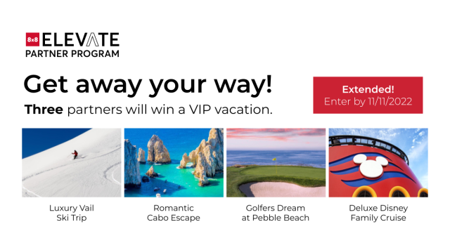 tinalundeensmit's tweet photo. 8x8 Partners—The latest contest opt-in date has been extended to Nov. 11! You now have even more chances to win your dream vacation. 3 grand prize packages are up for grabs. Plus, you could win $$ for a luxury staycation. Enter now. #8x8PartnerLove @8x8 https://t.co/vHMw6XCSq3 https://t.co/Ub8nwdz82w