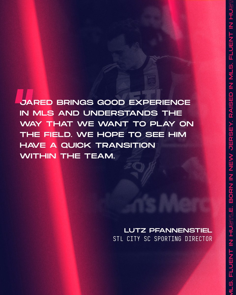 stlCITYsc's tweet photo. Welcome to STL, Jared Stroud! 💪

We have acquired the 26-year old midfielder and former #RBNY product from Austin FC. 

🔗 https://t.co/xTULlFby68 https://t.co/IAG4Ubu2GY