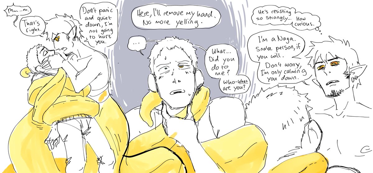 a_hole_peach's tweet photo. LET'S GO-
It's rough, it's not even pretending to have good anatomy, and it was only supposed to be shared with my partners at first but I hope you enjoy this naga!Law au zolaw thingy that i have AND STILL AM putting way too much time into
page 1-4! https://t.co/iaHj7beW1E