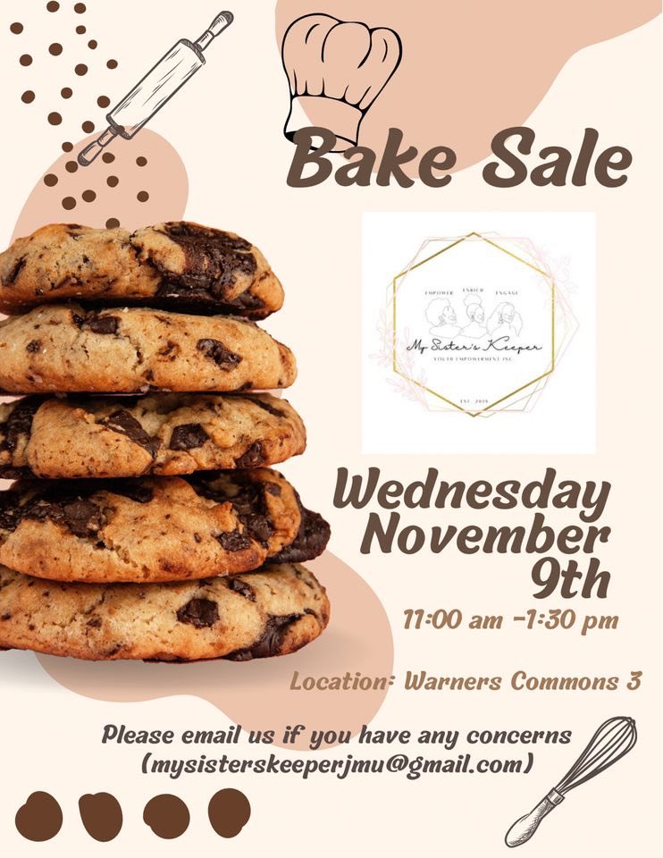 My students are having a bake sale to support their mentorship program for girls of color at Harrisonburg High School. Stop by to purchase a sweet treat. Also, If you're a baker and want to donate some goodies for us to sell or contribute a monetary gift, please DM. Thank you 😊