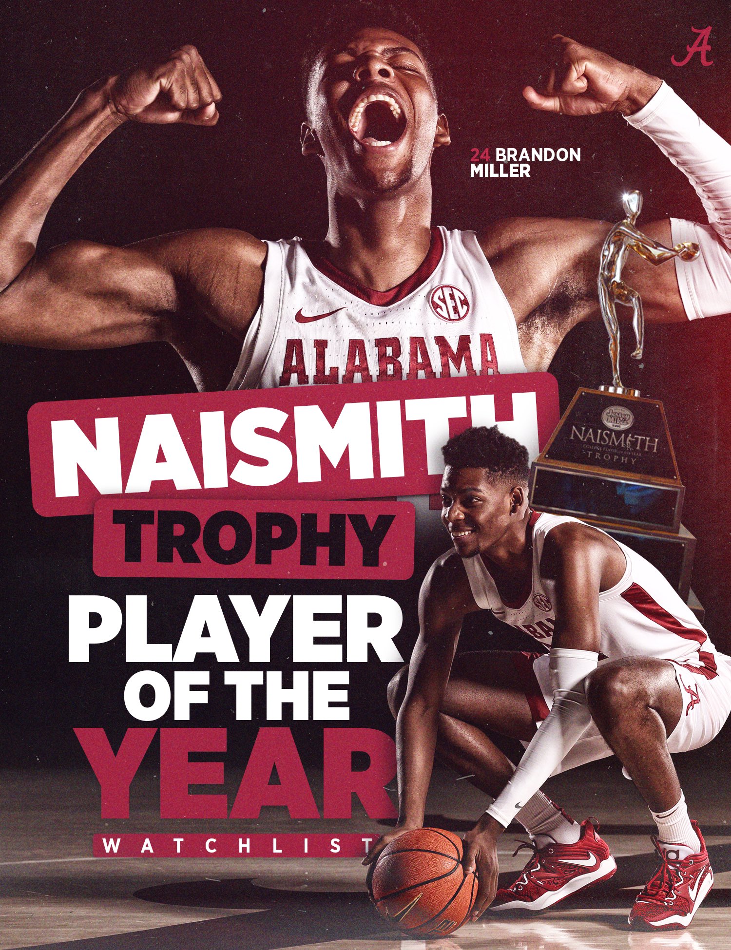 Alabama Men's Basketball on X: 𝑬𝒍𝒊𝒕𝒆 𝑪𝒐𝒎𝒑𝒂𝒏𝒚 🏀 Brandon Miller  has been named to the 2023 Jersey Mike's Naismith Trophy Preseason Watch  List! #RollTide