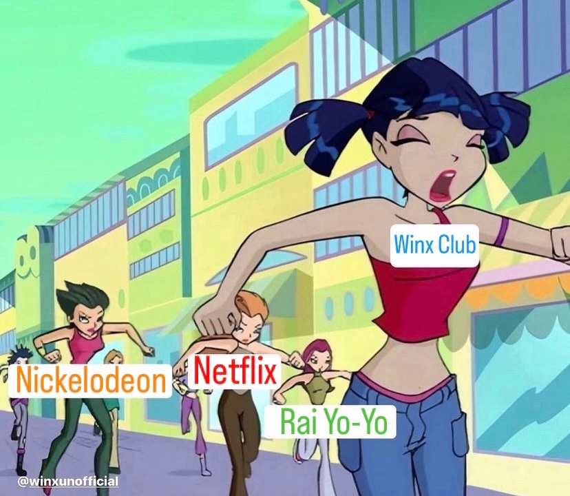 WingsofThe's tweet photo. Meme Monday 🧚🏼‍♀️✨

Winx Club fighting for survival after many companies and networks have mistreated it like:

😂😂😂 https://t.co/GiW4xuuRaM