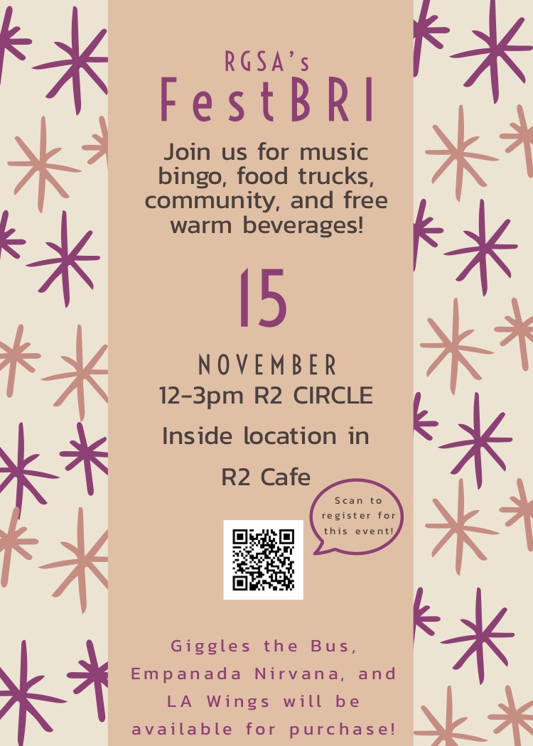 RoanokeGSA's tweet photo. Come join the RGSA next tuesday for FestBRI! Open to all FBRI students, faculty, and staff, we'll have food trucks, games, and good times, along with free warm beverages! Register with the information below, we hope you'll swing by! https://t.co/uykUjmcAyD