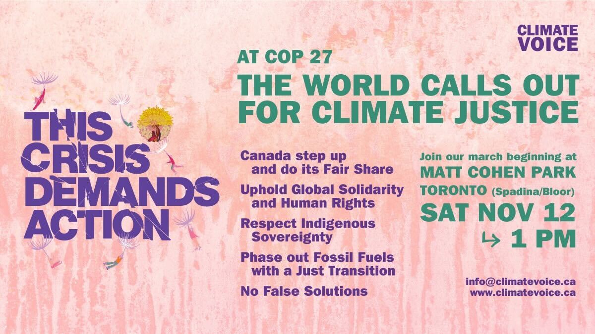 This is happening THIS Saturday in Toronto! Spread the word.  Let's add our solidarity and voice for immediate solutions as world leaders meet for  #COP27 #ClimateActionNow  #ClimateJusticeNow #KilltheDrill <a href="/GreenpeaceCA/">Greenpeace Canada</a>