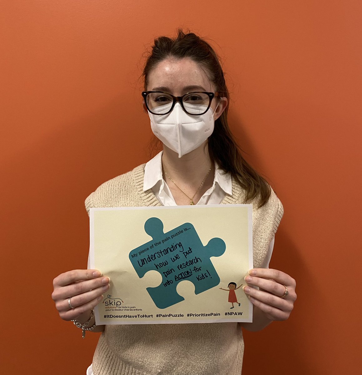 It’s National Pain Awareness Week! My piece of the puzzle is understanding how we put pain research into ACTION for kids! We all have a piece of the puzzle when it comes to improving practices in #ChildPain. What’s yours? 🧩 @KidsInPain #PainPuzzle #PrioritizePain #NPAW2022