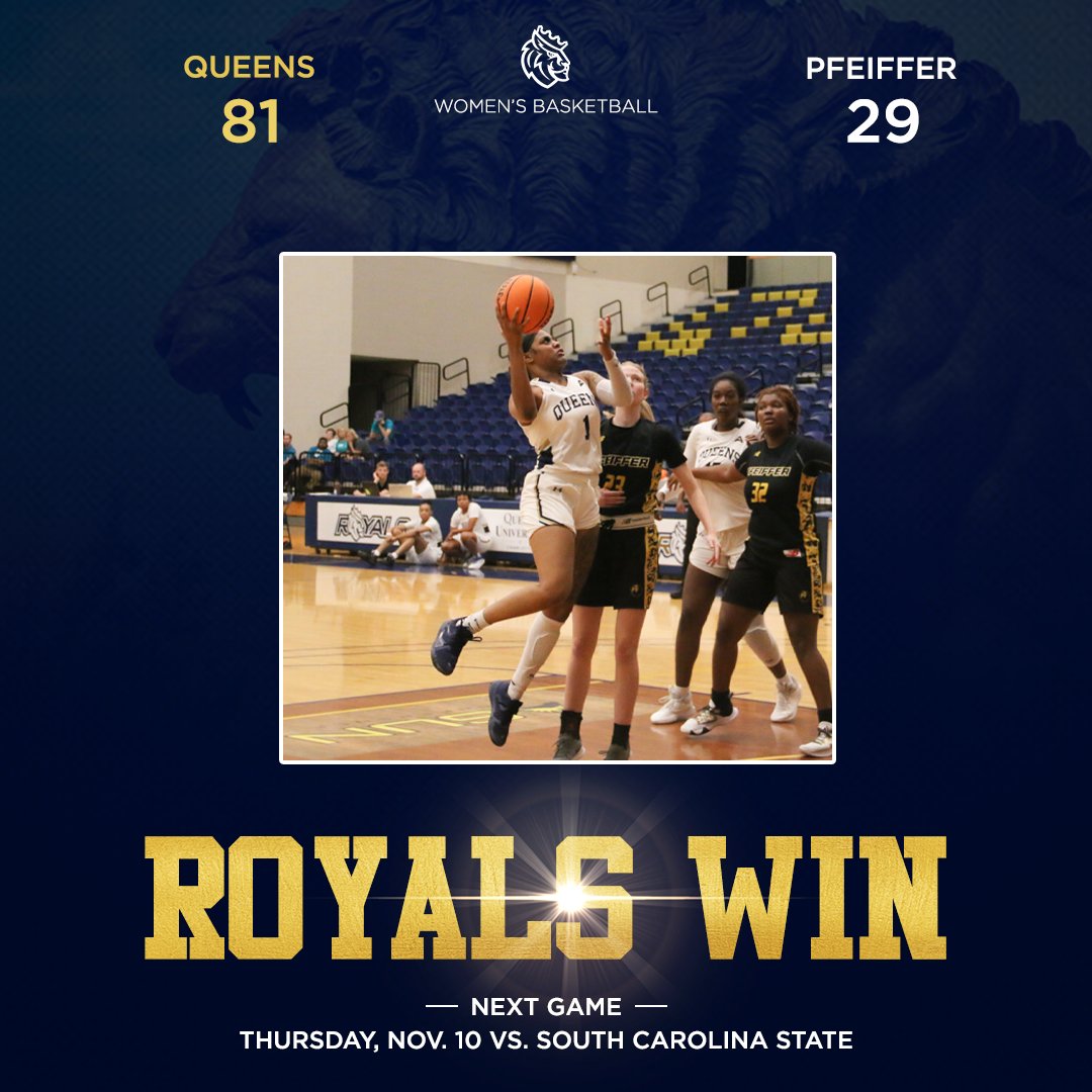 QueensWBB's tweet image. 𝑹𝑶𝒀𝑨𝑳𝑺 𝑾𝑰𝑵‼️

In the first game as a Division I program, we earn an 81-29 victory over Pfeiffer University!!

#GoRoyals | #BeTheFirst | #EarnEverything