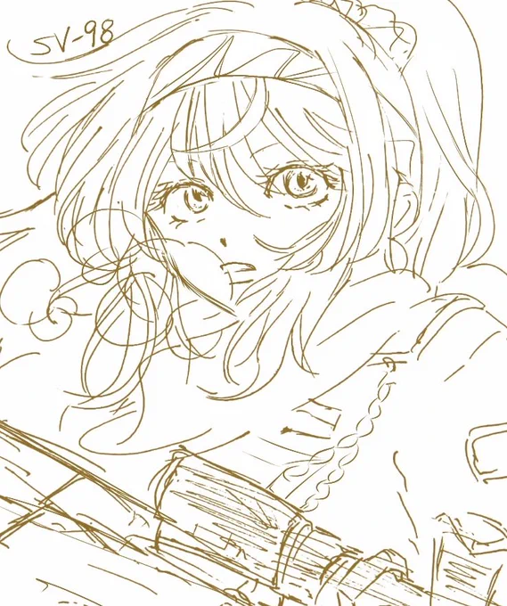 最近SV-98ちゃんのお絵描きができていないので、昔の一発描きの落書きを。 #ドルフロ 