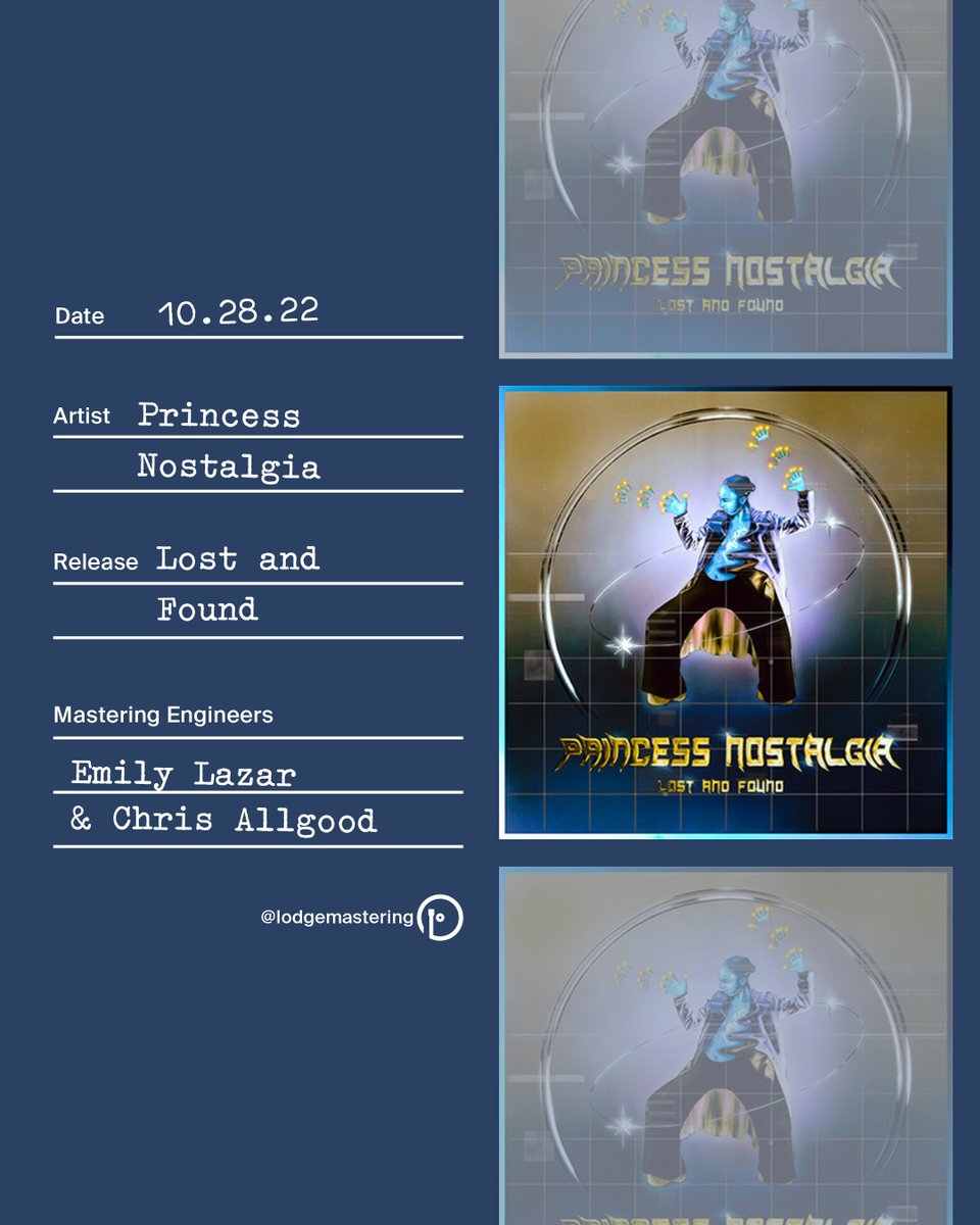 lodgemastering's tweet photo. โLost and Foundโ is OUT NOW! Congrats to Princess Nostalgia on a new era of electro-pop goodness!!!!
Mixed & Produced by Dave Hillis at The Vault Recording.
Mastered with ๐งก by @emilylazarlodge & Chris Allgood
#electropop
#princessnostalgia #newsingle https://t.co/mcgkdazEQ3