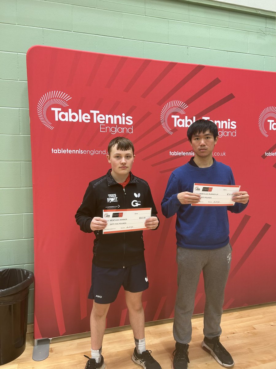 KelDennison's tweet photo. Well done to Adam winning the U21 men’s singles at the Preston Grand Prix and Joseph winning band 4 . 💪🏓@CRA_TTPC @AdamGibbonsSF @GCollege_TTA @TeesSport1 @DRETsport https://t.co/9SJWLPWb8i