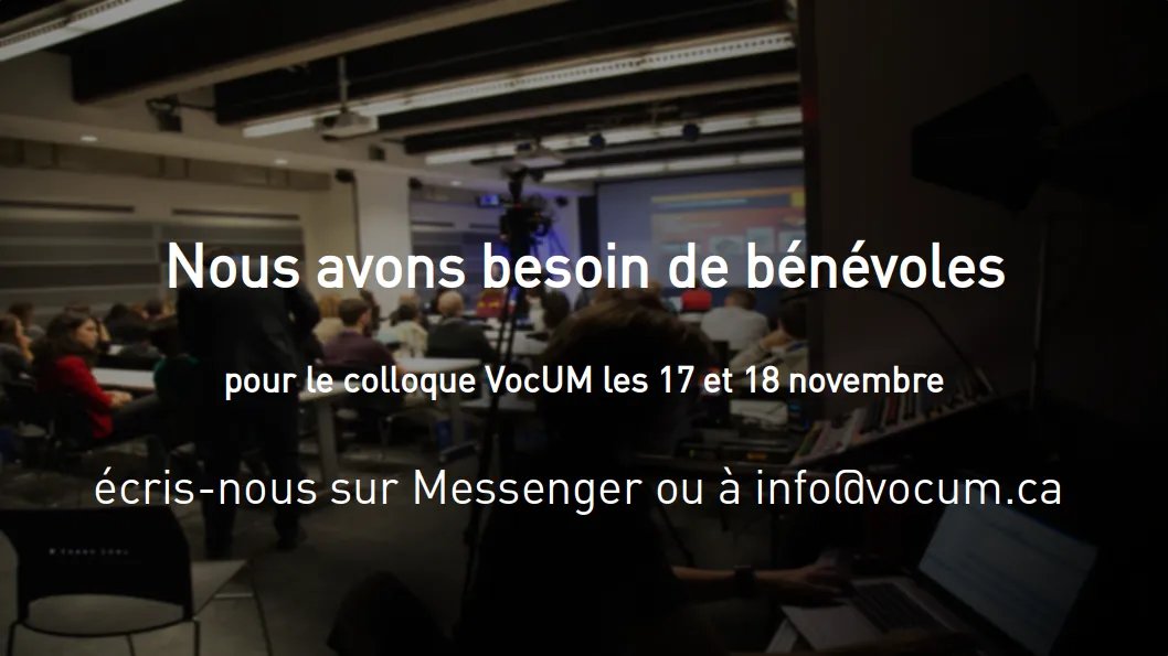 colloquevocum's tweet photo. 💪 Parce qu’on n’a jamais trop d’aide… VocUM est à la recherche de bénévoles supplémentaires pour compléter son équipe de feu les 17 et 18 novembre prochains. Ne rate pas ta chance, écris-nous! 🙃 https://t.co/BRPzsQv2KX