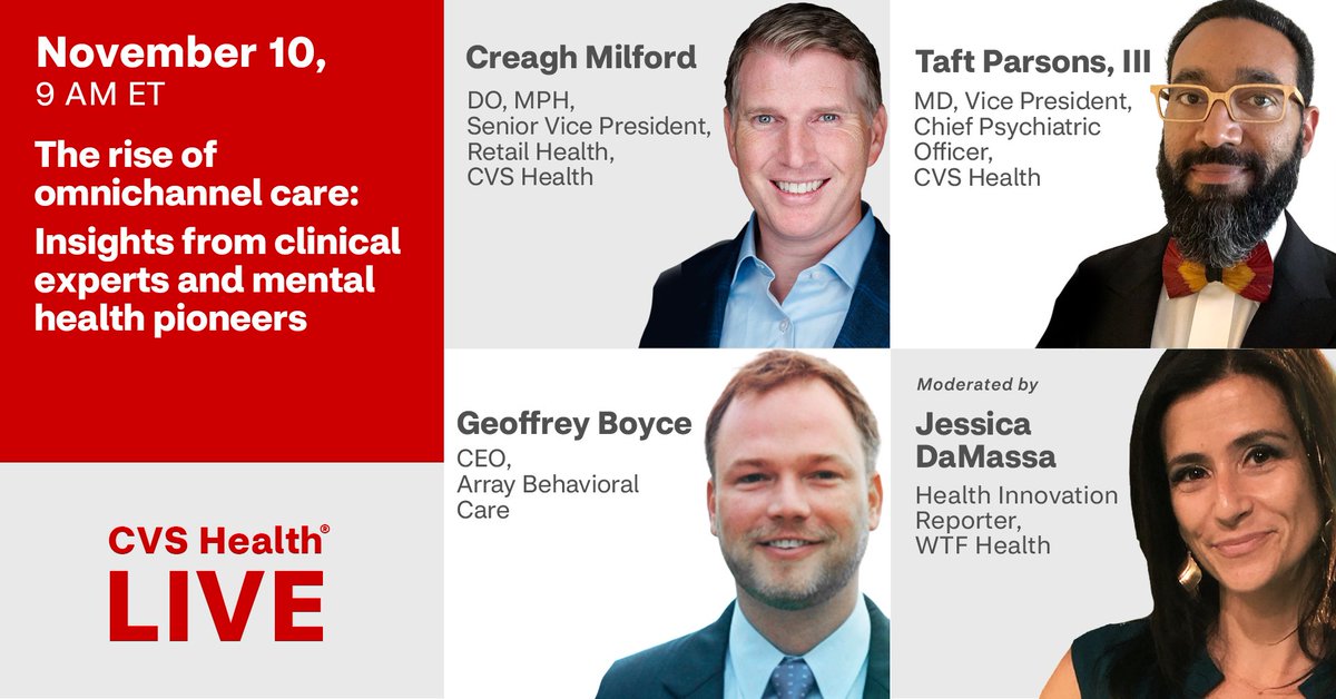 Even before the COVID-19 pandemic, telehealth for mental and behavioral health was redefining how people accessed care. Don't miss #CVSHealth Live at 9 a.m. ET, 11/10, as our panel of experts discuss how these learnings are helping redefine the future of omnichannel care.